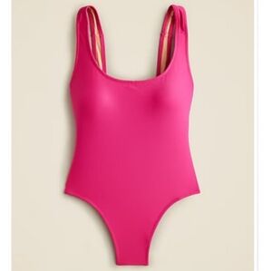 J. Crew Heritage Scoopback Vibrant Pink One-Piece Swimsuit Vacation Resort Beach